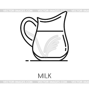 Молоко в кувшине значок контура ингредиент для приготовления выпечки - векторизованное изображение