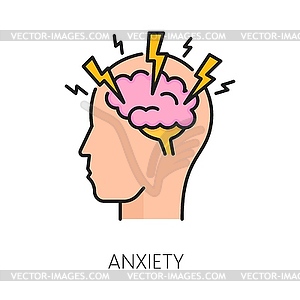 Anxiety psychological disorder, mental health icon - vector image