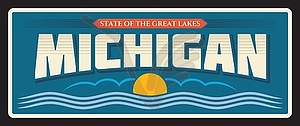 Штат Мичиган, США, винтажная дорожная табличка - изображение векторного клипарта