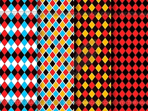 Circus red and black harlequin patterns background - vector clip art