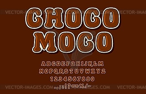 Chocolate font, candy type, choco dessert typeface - vector clipart