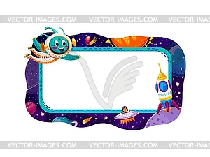 Border frame, space planets, galaxy stars, alien - royalty-free vector image