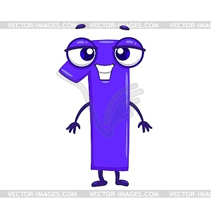Cartoon funny math number one character - vector image