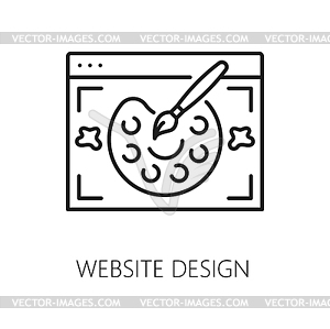 Website design, web audit icon, paint and brush - vector image