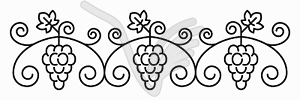 Bunches of grapes outline decor, frame ornament - vector clip art