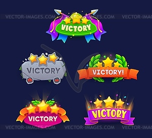 Game victory signs, banners and popup windows - vector clipart / vector image