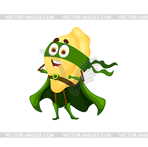 Cartoon creste italian pasta superhero character - vector image