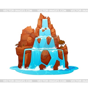 Мультяшный водопад на Диком Западе и водный каскад - клипарт в векторном виде