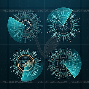 Футуристические диаграммы с круглым кругом, интерфейс HUD - изображение в формате EPS