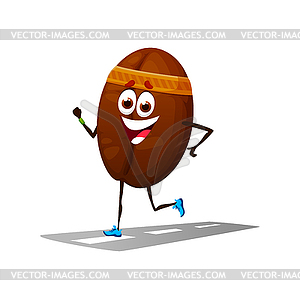 Cartoon happy running coffee bean character - vector clip art