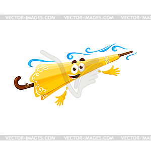 Cartoon yellow umbrella character, parasol - color vector clipart