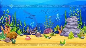Game level, underwater landscape background - vector image