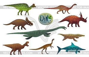 Cartoon dinosaurs, ancient reptiles characters - vector clip art