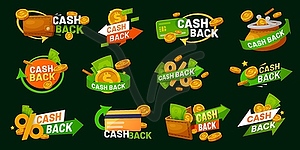 Cash back coin bonus, refund or rebate money icons - vector clipart / vector image