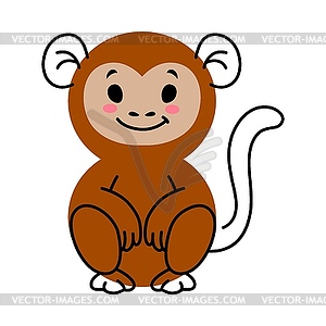 Cartoon monkey animal character with math shape - vector image