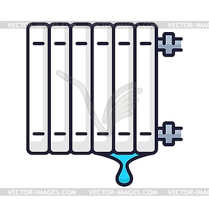 Цветной значок сантехники, протекающие трубы отопления - векторная иллюстрация