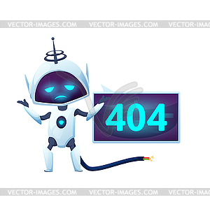 404 страница с мультяшным экраном и котом-роботом - изображение в векторе