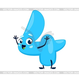 Cartoon cute funny four number character, happy  - vector clipart