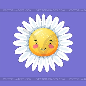 Camomile smile daisy flower cute cartoon character - vector image