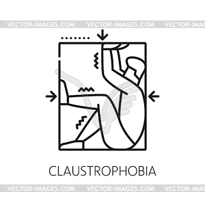Human claustrophobia phobia, mental health icon - vector clip art