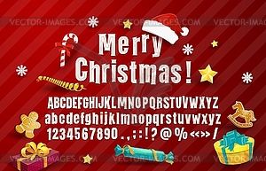 Рождественский шрифт, рождественский шрифт, шрифт для зимних праздников - векторизованный клипарт