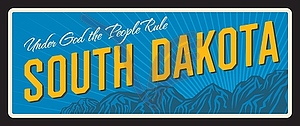 South Dakota USA state plate vintage travel plate - vector clipart