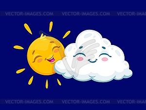 Cartoon cloud and sun weather characters - vector clipart