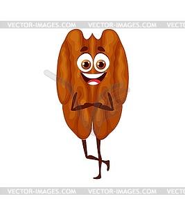 Cartoon pecan nut keto diet food funny character - vector image