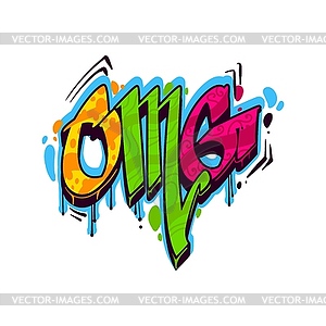 OMG graffiti street art, urban style wall tag - vector clip art