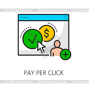 Pay per click SEM, search engine marketing icon - vector clip art