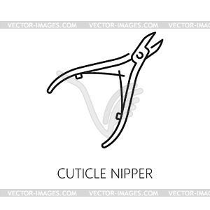 Nail manicure service icon with cuticle nipper - vector clip art
