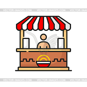 Fastfood shop with noodles, fry chinese pasta - vector image