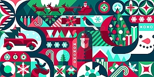 Christmas New Year bauhaus geometric pattern - vector image