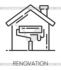 Real estate icon, house renovation line sign - vector image