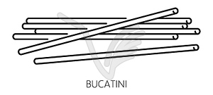 Perciatelli thick spaghetti pasta bucatini food - vector clipart