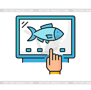 Fishing industry frozen fish ordering line icon - vector image