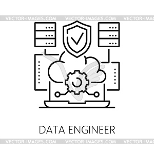 Data engineer or IT specialist icon, web internet - vector image