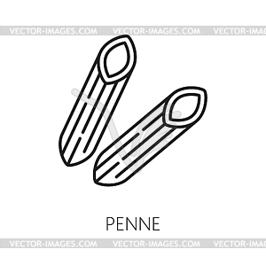 Raw italian penne rigate pasta outline icon - vector clip art