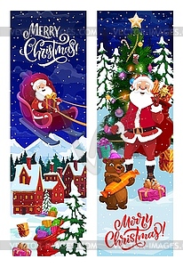 Рождественские баннеры с Санта-Клаусом, открытки - клипарт в векторе / векторное изображение