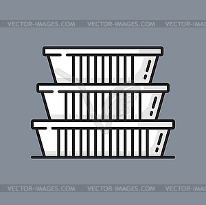 Plastic food containers takeaway boxes packages - vector clipart