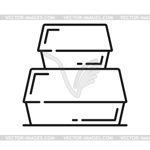 Cardboard fastfood box, packaging for lunch icon - vector image