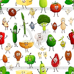 Cartoon keto diet food characters seamless pattern - vector clip art