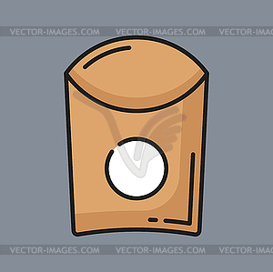 French fries disposable paper box outline icon - vector clipart