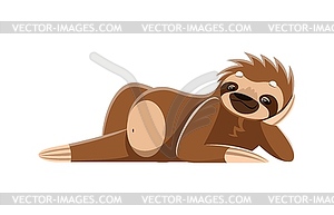 Cartoon sloth character rests with cheek propped - vector clip art