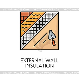 Значок линии теплоизоляции внешней стены дома - клипарт в векторе