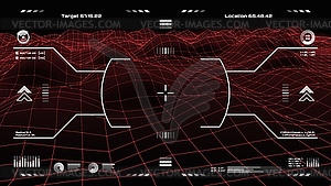 Military HUD target aim control and radar screen - vector clip art