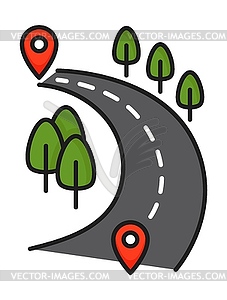 Traffic route on highway road color line icon - vector clipart