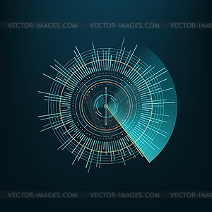 Round circle futuristic chart, HUD element or icon - vector image