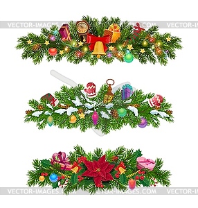 Рождественские еловые ветки, сосна - изображение в векторе