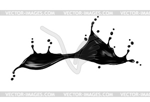 Всплеск черной масляной волны, водоворот жидких чернил из бензина - векторная иллюстрация
